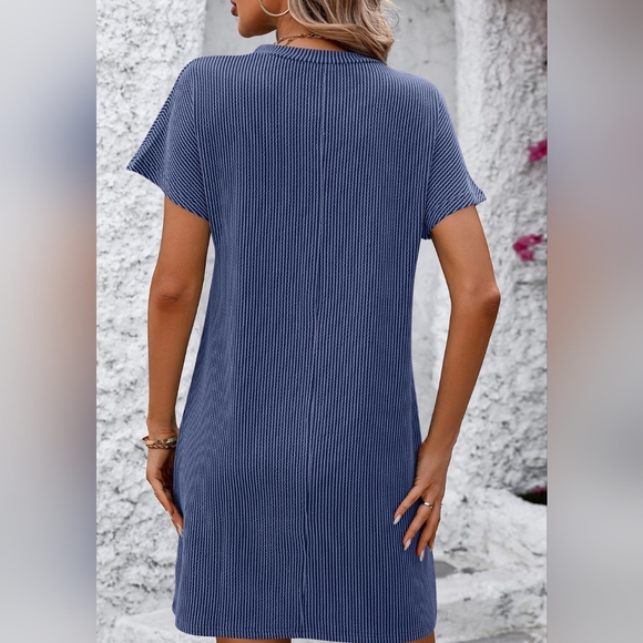 Breezy Ribbed Tee Dress - Tan - Picture 9 of 9